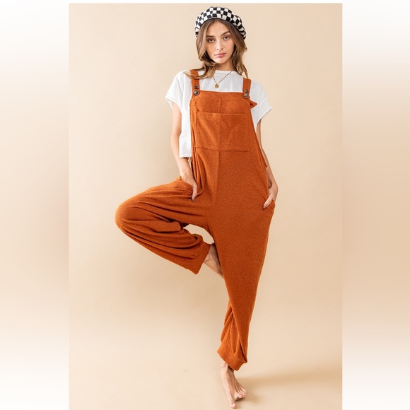 11 Solid Adjustable Strap Sweater Overall Jumpsuit - Picture 3 of 8